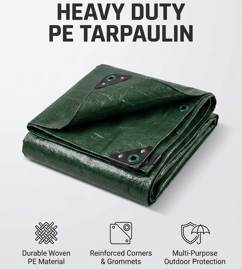 Heavy Duty Multi Purpose Waterproof Windproof UV Resistant Custom Size PE Tarpaulin