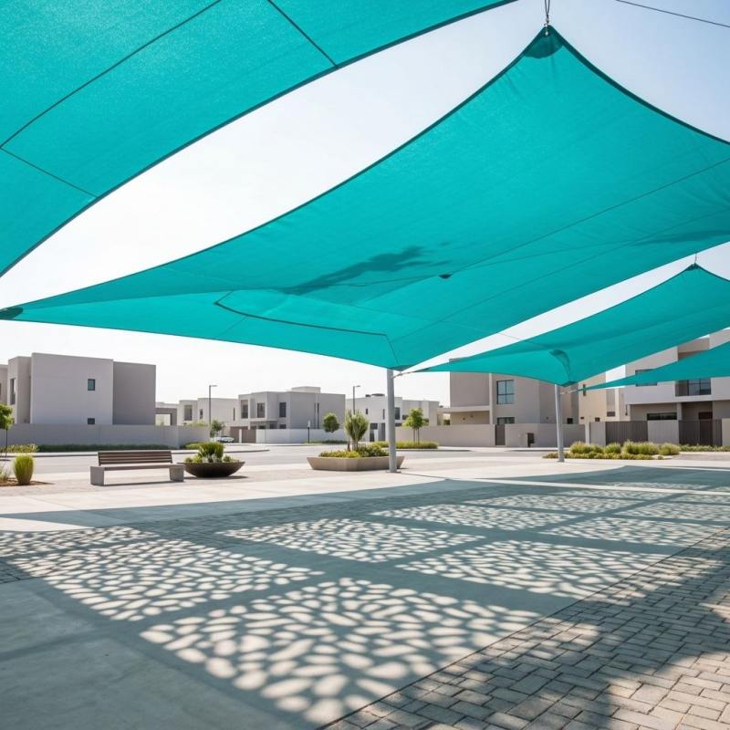 Shade Sail 100% Virgin HDPE UV Block Permeable Mesh Awning